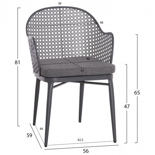 ΣΕΤ LOUNGE 3TMX ΕΞ.ΧΩΡΟΥ OREGO HM21106.01 ΑΛΟΥΜΙΝΙΟ ΣΕ ΣΚΟΥΡΟ ΓΚΡΙ