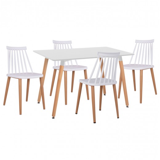 ΣΕΤ ΤΡΑΠΕΖΑΡΙΑΣ 5ΤΜΧ MINIMAL HM21172 MDF TOP ΣΕ ΛΕΥΚΟ-ΣΚΕΛΕΤΟΣ ΣΕ ΦΥΣΙΚΟ ΞΥΛΟΥ