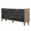 ΜΠΟΥΦΕΣ ΜΕΛΑΜΙΝΗΣ HM9045.01 NATURAL WOOD - ΜΑΥΡΟ ΜΑΡΜΑΡΟ 180x41x77,8Y εκ.