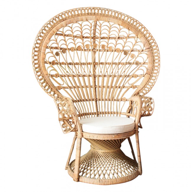 ΠΟΛΥΘΡΟΝΑ ROYAL PEACOCK HM9342 RATTAN ΣΕ ΦΥΣΙΚΟ-ΜΑΞΙΛΑΡΙ ΜΠΕΖ 114x72x150Yεκ.