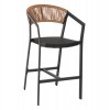 ΣΚΑΜΠΟ ΑΛΟΥΜΙΝΙΟΥ HM5892.15 ΜΕΣΑΙΟΥ ΥΨΟΥΣ RATTAN & TEXTLINE ΜΑΥΡΟ ΜΠΕΖ 55x56,5x99Υ