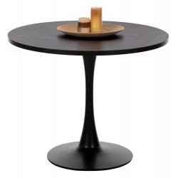 ΤΡΑΠΕΖΙ ΤΡΑΠΕΖΑΡΙΑΣ ROLLO HM9421.02 ΣΤΡΟΓΓΥΛΟ BLACK MARBLE Φ90x74 εκ.