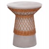 ΒΟΗΘΗΤΙΚΟ ΤΡΑΠΕΖΙ ΣΤΡΟΓΓΥΛΟ DELIA HM18167.03 FIBER CEMENT ΓΚΡΙ & RATTAN Φ40x45Υεκ
