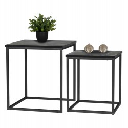 ΖΙΓΚΟΝ GRELAY 2 ΤΕΜ MDF ΟΨΗ ΜΑΡΜΑΡΟΥ & ΜΕΤΑΛΛΟ HM8762.13 45Χ45Χ50εκ. & 37Χ37Χ43 εκ.