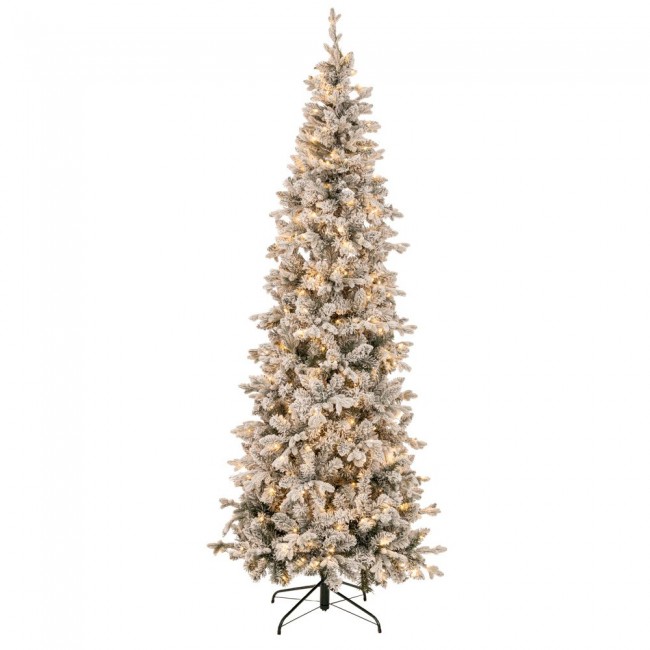 ΔΕΝΔΡΟ   PRE LIT SLIM FLOCKED CAROLINA ΡΙΝΕ   180ΕΚ ΜΕ 200 LED ΘΕΡΜΟ ΛΕΥΚΟ
