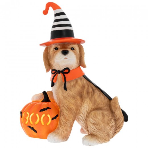 ΠΟΛΥΧΡΩΜΗ ΠΟΛΥΡΕΖΙΝ ΦΙΓΟΥΡΑ ΣΚΥΛΟΥ HALLOWEEN ΜΕ LED  34Χ19Χ41ΕΚ ΦΩΤΙΖΟΜΕΝΟ