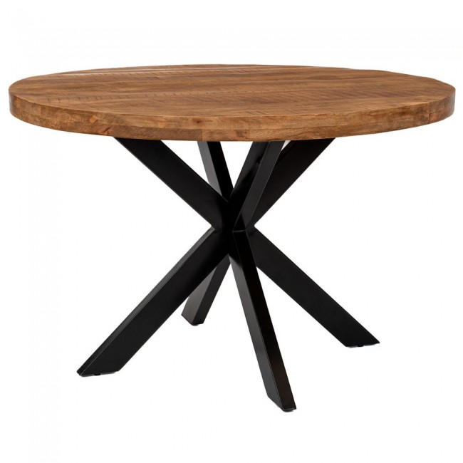 ΤΡΑΠΕΖΙ ΡΟΤΟΝΤΑ ΑΠΟ ΚΑΦΕ ΞΥΛΟ MANGO AND ΜΑΥΡΟ ΣΙΔΕΡΕΝΙΟ ΣΚΕΛΕΤΟ Φ120Χ78ΕΚ