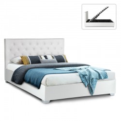 Κρεβάτι Megan Megapap διπλό με τεχνόδερμα σε χρώμα λευκό 160x200εκ.