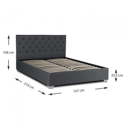 Κρεβάτι Megan Megapap διπλό υφασμάτινο χρώμα ανθρακί 160x200εκ.