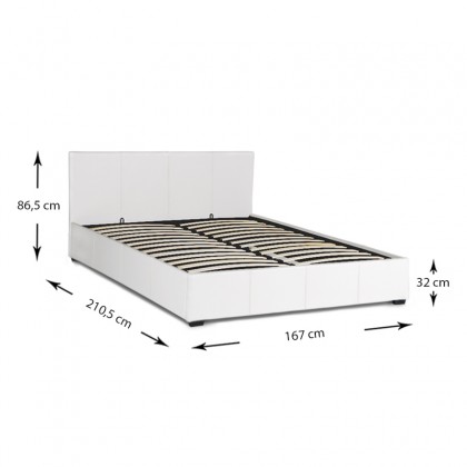 Κρεβάτι Iro Megapap διπλό με τεχνόδερμα χρώμα λευκό 160x200εκ.