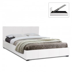 Κρεβάτι Iro Megapap διπλό με τεχνόδερμα σε χρώμα λευκό 160x200εκ.