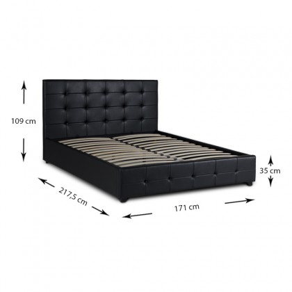 Κρεβάτι Christy Megapap διπλό με τεχνόδερμα χρώμα μαύρο 160x200εκ.