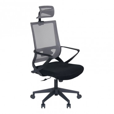Καρέκλα γραφείου Cooper Megapap με ύφασμα Mesh σε χρώμα γκρι - μαύρο 59x56x123/134εκ. 