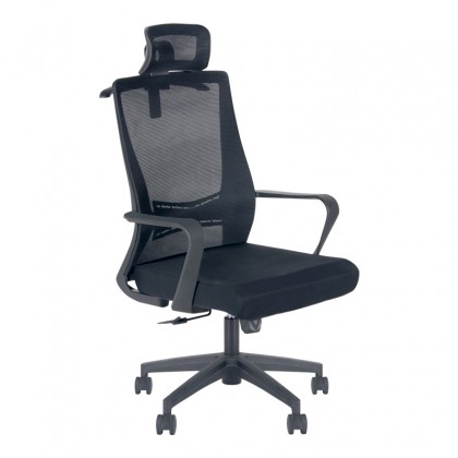 Καρέκλα γραφείου Kevin Megapap με ύφασμα Mesh χρώμα μαύρο 60x60x115/126εκ.