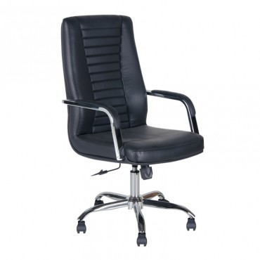 Καρέκλα γραφείου Kingston Megapap με τεχνόδερμα σε χρώμα μαύρο 56x68x110/120εκ.