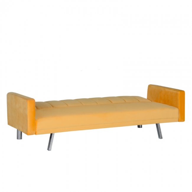 Καναπές - κρεβάτι Logan Megapap τριθέσιος βελούδινος σε χρώμα κίτρινο 198x86x81εκ.
