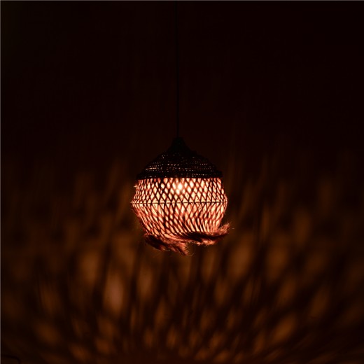 Φωτιστικό οροφής Fiorine Inart abaca σε φυσικό χρώμα Φ35x45εκ