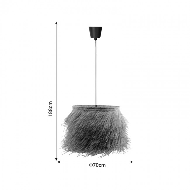 Φωτιστικό οροφής Hairy Inart Ε27 ρατάν σε φυσική απόχρωση Φ70x40εκ