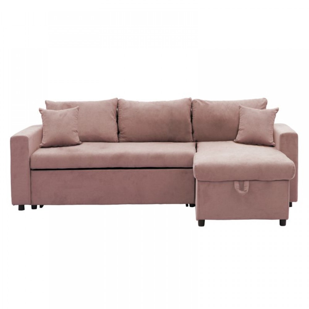 Γωνιακός καναπές-κρεβάτι αναστρέψιμος Lilian pakoworld ύφασμα σάπιο μήλο 225x148x81εκ