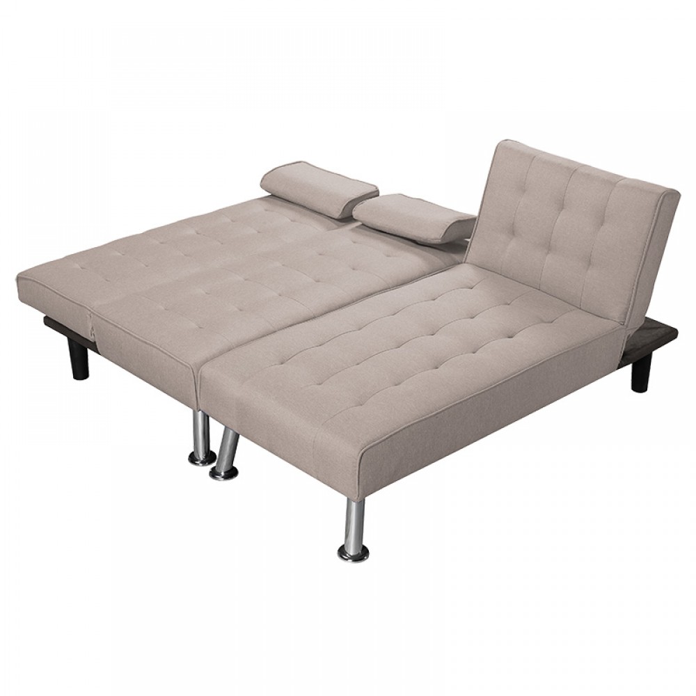Γωνιακός καναπές-κρεβάτι αριστερή γωνία Brisk pakoworld καφέ-γκρι ύφασμα 200x146x75εκ