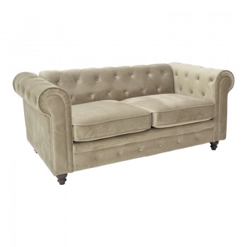Kαναπές διθέσιος Incredible pakoworld τύπου Chesterfield βελούδο μπεζ 160x84x67εκ