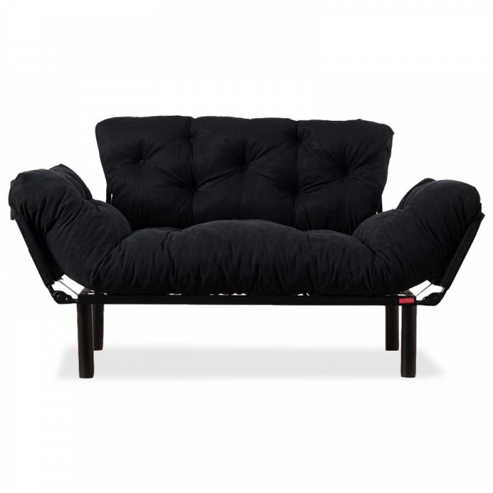 Καναπές κρεβάτι PWF-0018 pakoworld 2θέσιος με ύφασμα χρώμα μαύρο 155x73x85cm