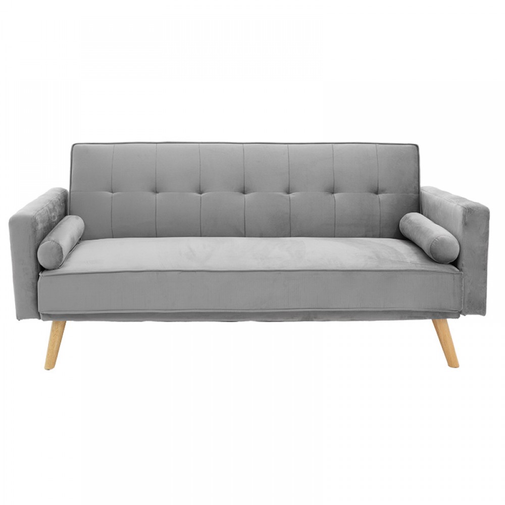 Καναπές-κρεβάτι Success pakoworld 3θέσιος βελούδο γκρι 190x80x84εκ
