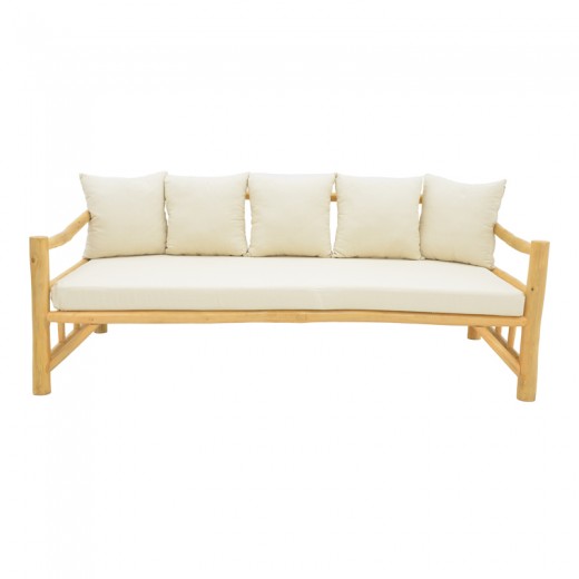 Καναπές Roziana pakoworld φυσικό teak ξύλο 210x100x80εκ