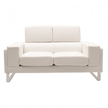 Καναπές Shea pakoworld 2θέσιος PU ivory-inox 158x80x87εκ
