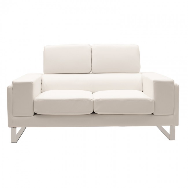 Καναπές Shea pakoworld 2θέσιος PU ivory-inox 158x80x87εκ