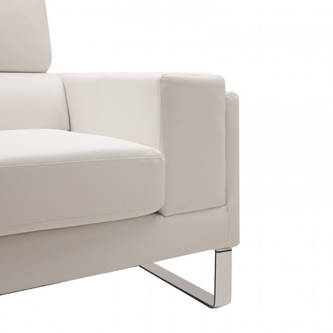 Καναπές Shea pakoworld 2θέσιος PU ivory-inox 158x80x87εκ