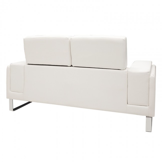 Καναπές Shea pakoworld 2θέσιος PU ivory-inox 158x80x87εκ