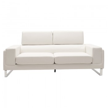 Καναπές Shea pakoworld 3θέσιος PU ivory-inox 198x80x87εκ