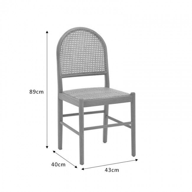 Καρέκλα Alessia pakoworld ξύλο οξιάς-rattan φυσικό 43x44x89εκ