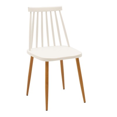 Καρέκλα Aurora pakoworld PP λευκό-φυσικό πόδι 43x48x79εκ.