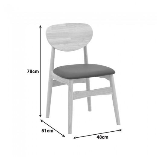 Καρέκλα Cardith pakoworld rubberwood-plywood σε φυσική απόχρωση-pu μαύρο 48x51x78εκ