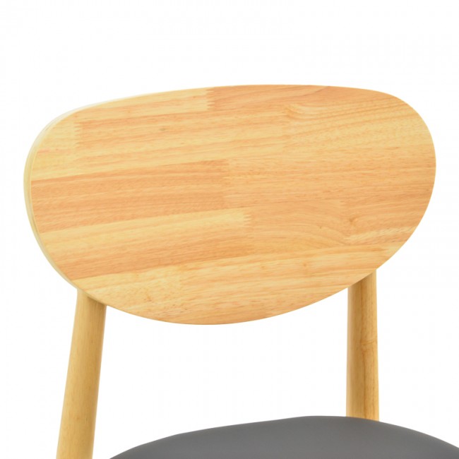 Καρέκλα Cardith pakoworld rubberwood-plywood σε φυσική απόχρωση-pu μαύρο 48x51x78εκ