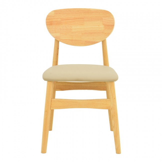 Καρέκλα Cardith pakoworld rubberwood-plywood σε φυσική απόχρωση-pu μπεζ 48x51x78εκ
