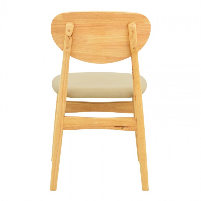 Καρέκλα Cardith pakoworld rubberwood-plywood σε φυσική απόχρωση-pu μπεζ 48x51x78εκ