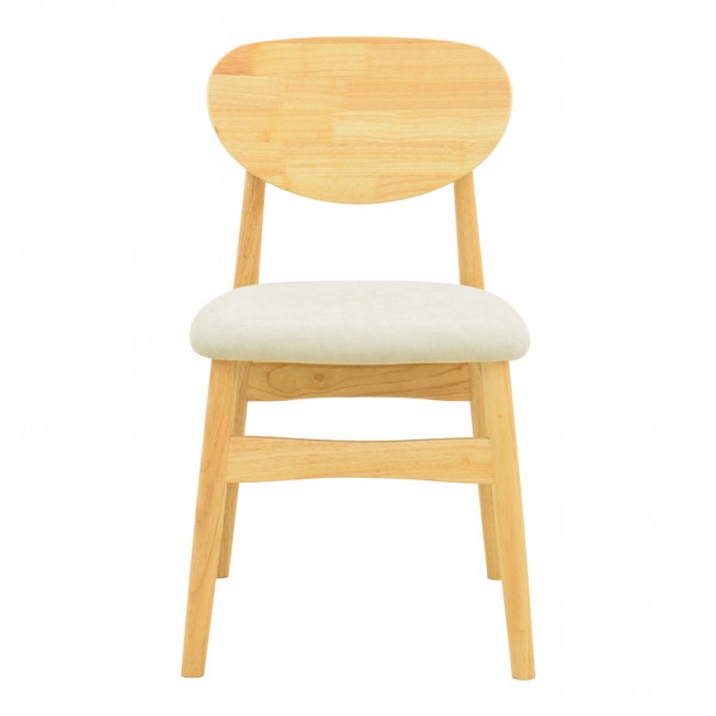 Καρέκλα Cardith pakoworld rubberwood-plywood σε φυσική απόχρωση-ύφασμα γκρι-μπεζ 48x51x78εκ