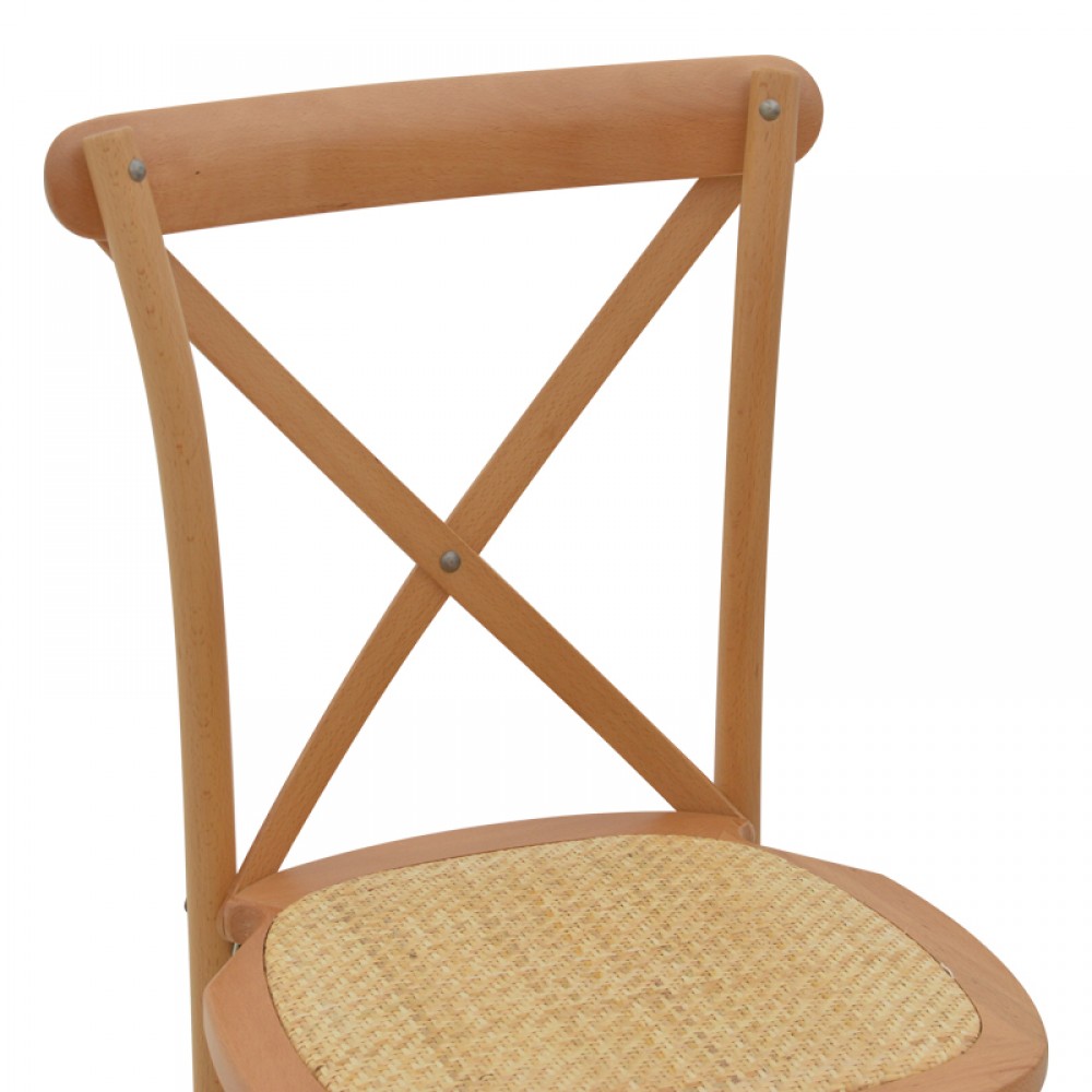 Καρέκλα Dylon pakoworld στοιβαζόμενη καρυδί ξύλο οξιάς-έδρα φυσικό rattan 48x52x89εκ
