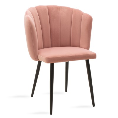 Καρέκλα Esme pakoworld βελούδο ροζ-μαύρο πόδι