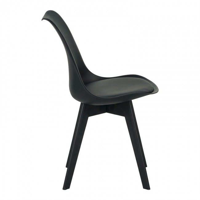 Καρέκλα Gaston I pakoworld PP-PU σε μαύρη απόχρωση 48.5x53.5x81.5εκ