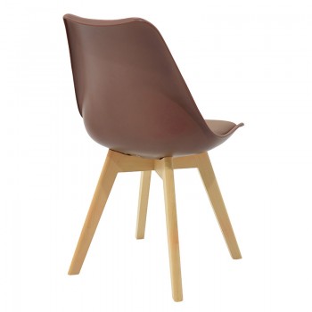 Καρέκλα Gaston pakoworld PP-PU καφέ-φυσικό πόδι 53.5x48.5x83εκ