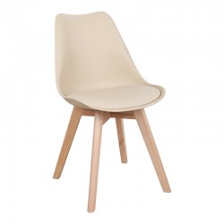 Καρέκλα Gaston pakoworld PP-PU taupe απόχρωση- φυσικό πόδι 44x52x78εκ