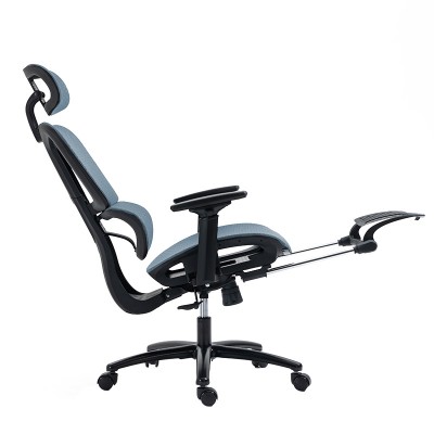 Καρέκλα γραφείου διευθυντή με υποπόδιο Verdant pakoworld Premium Quality mesh χρώμα μπλε