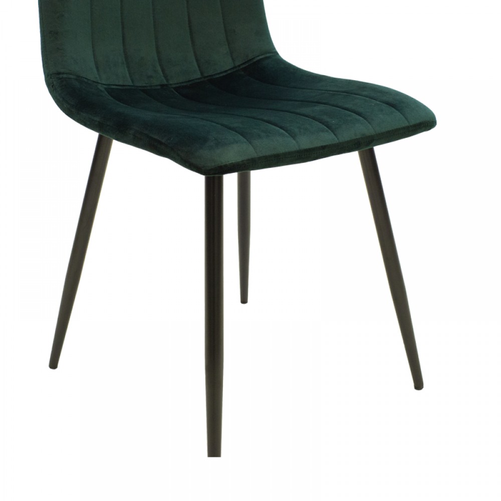 Καρέκλα Noor pakoworld σκούρο πράσινο βελούδο-πόδι μαύρο μέταλλο 44x55x86εκ