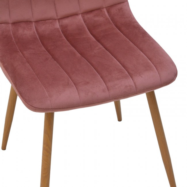Καρέκλα Noor pakoworld βελούδο σάπιο μήλο - πόδια σε φυσική απόχρωση 44x53x86εκ