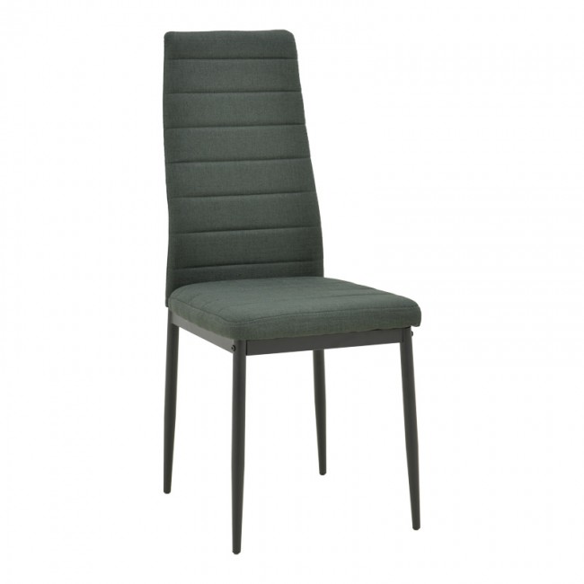 Καρέκλα Parker pakoworld ύφασμα σε ανθρακί απόχρωση με μαύρα μεταλλικά πόδια 39.5x48x95εκ