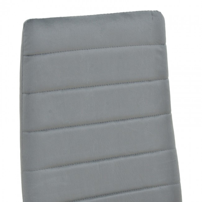 Καρέκλα Parker pakoworld βελούδο σε γκρι απόχρωση με μαύρα μεταλλικά πόδια 39.5x48x95εκ